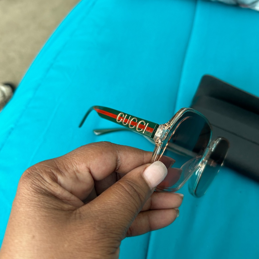 Fashion sunnies! Pink tint with red and green stripe on sides! - Picture 7 of 10